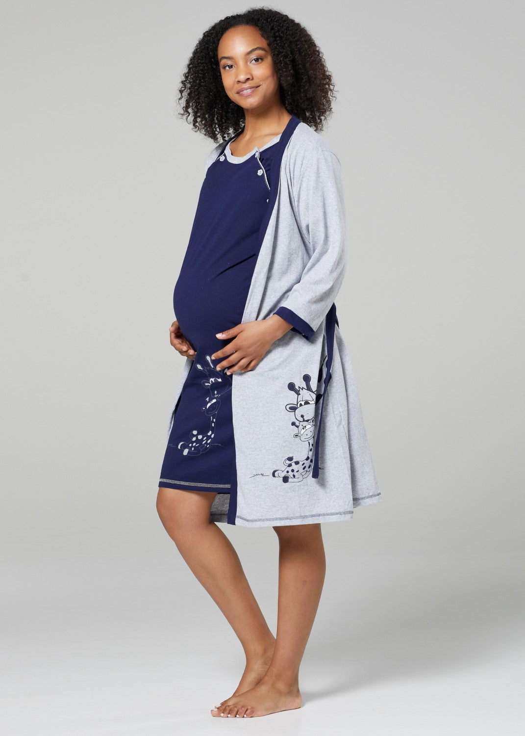Maternity Nursing Nightdress and Dressing Gown set for Labour 